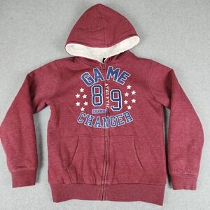 Lee Hoodie Boys L 14/16 Maroon Game Changer Sherpa Lined Graphic Varsity Zip Up